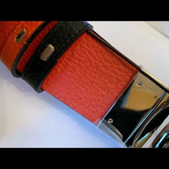 SOLD Gucci 1973 Reversible Black/ Orange Belt 95 - Picture 3 of 6